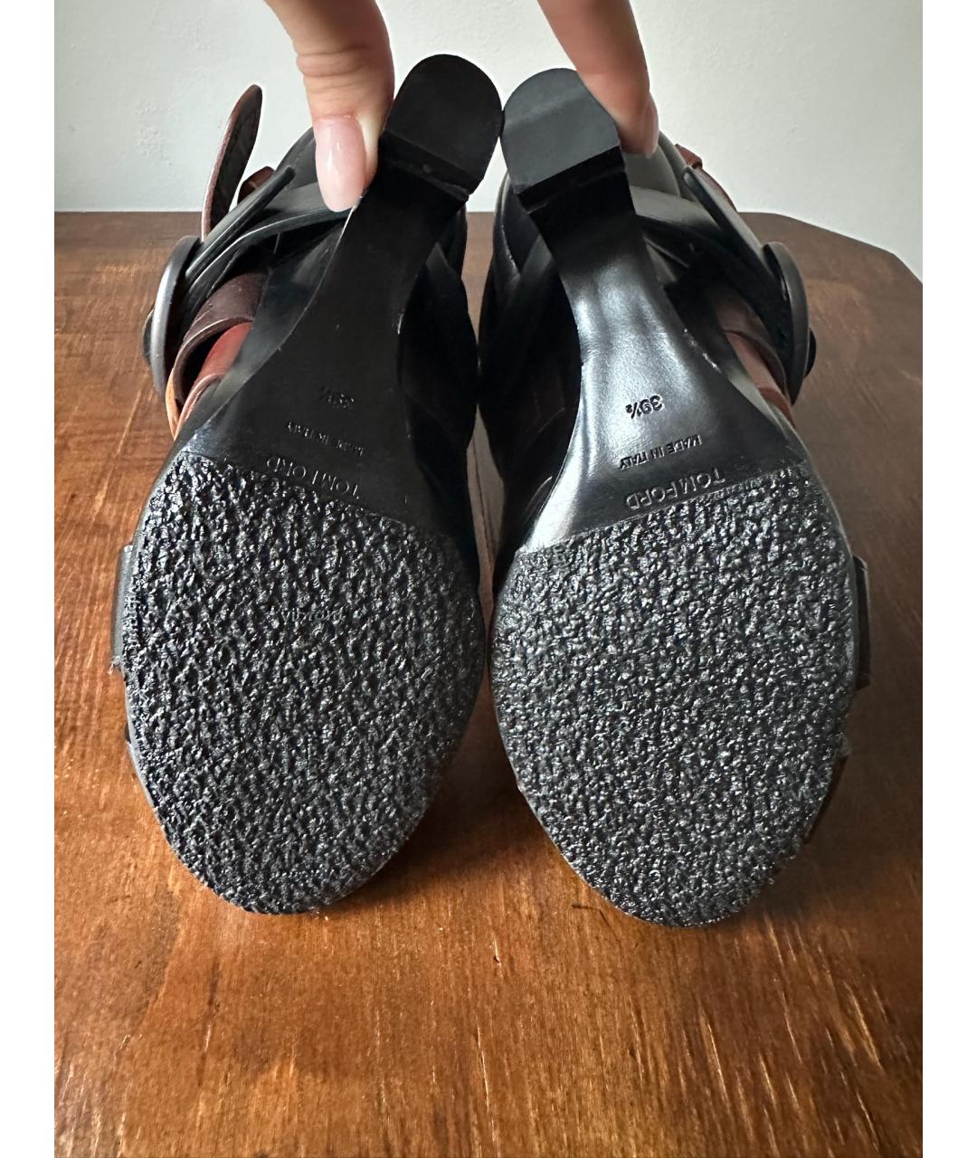 TOM FORD Черные кожаные полусапоги, фото 5