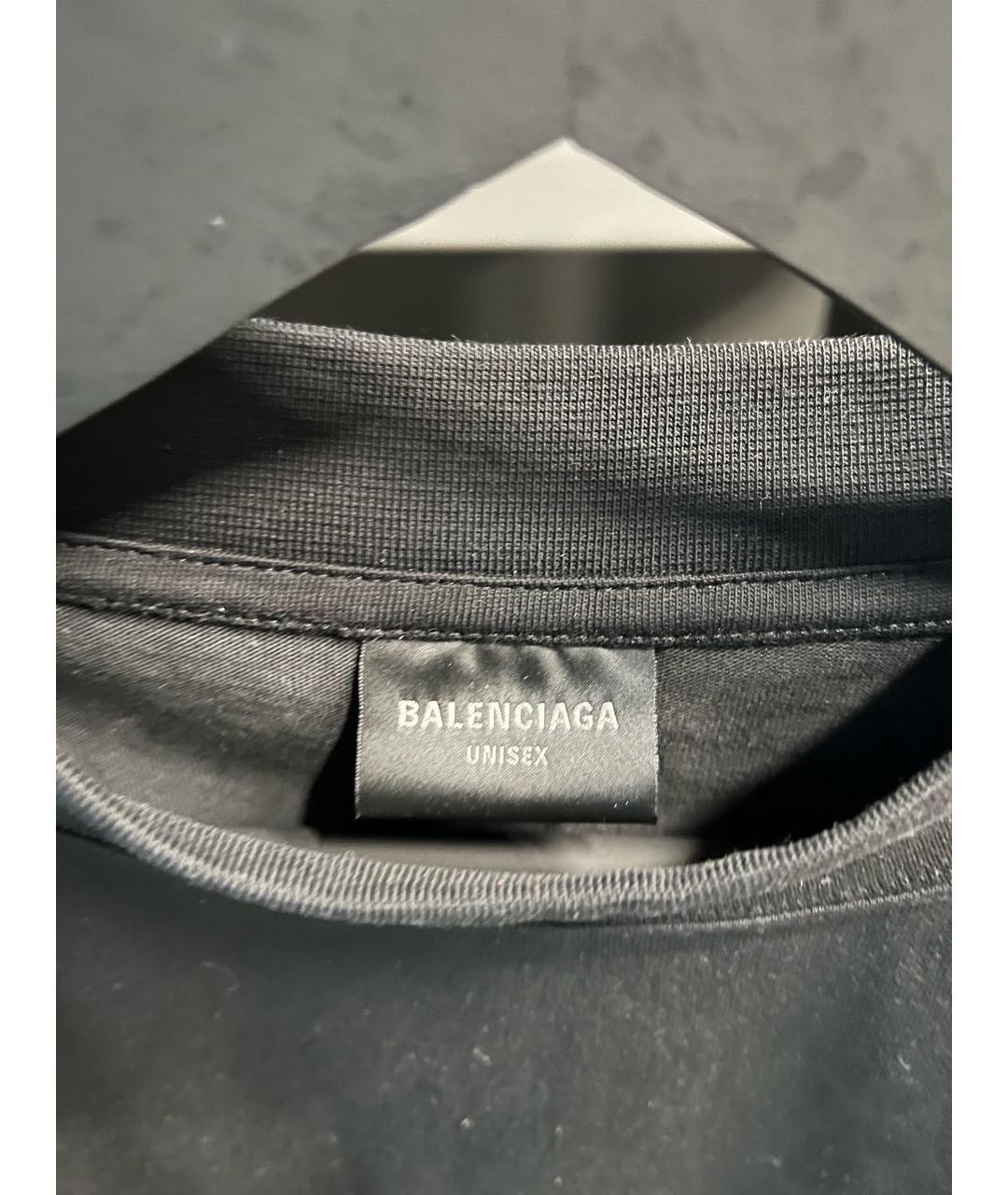 BALENCIAGA Черная хлопковая футболка, фото 5