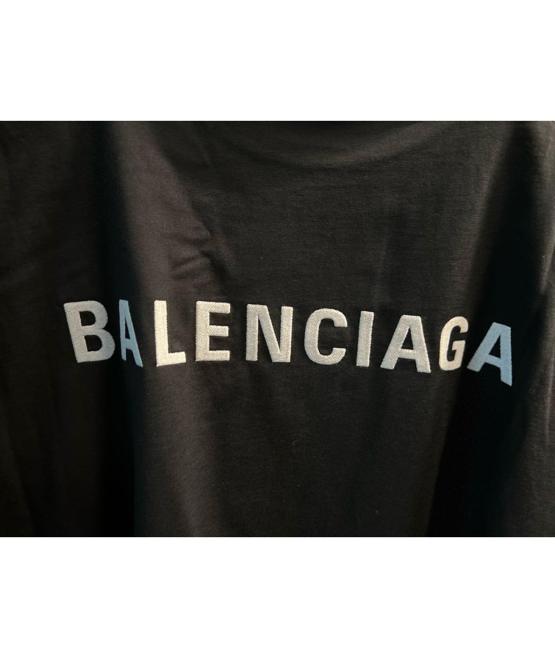 BALENCIAGA Черная хлопковая футболка, фото 4