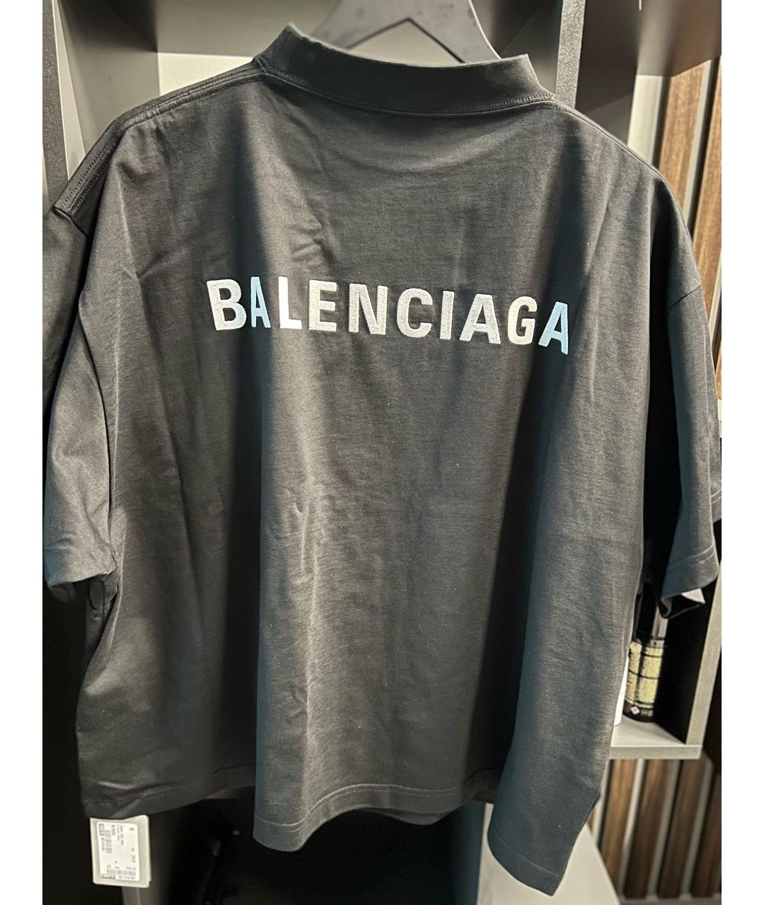 BALENCIAGA Черная хлопковая футболка, фото 3