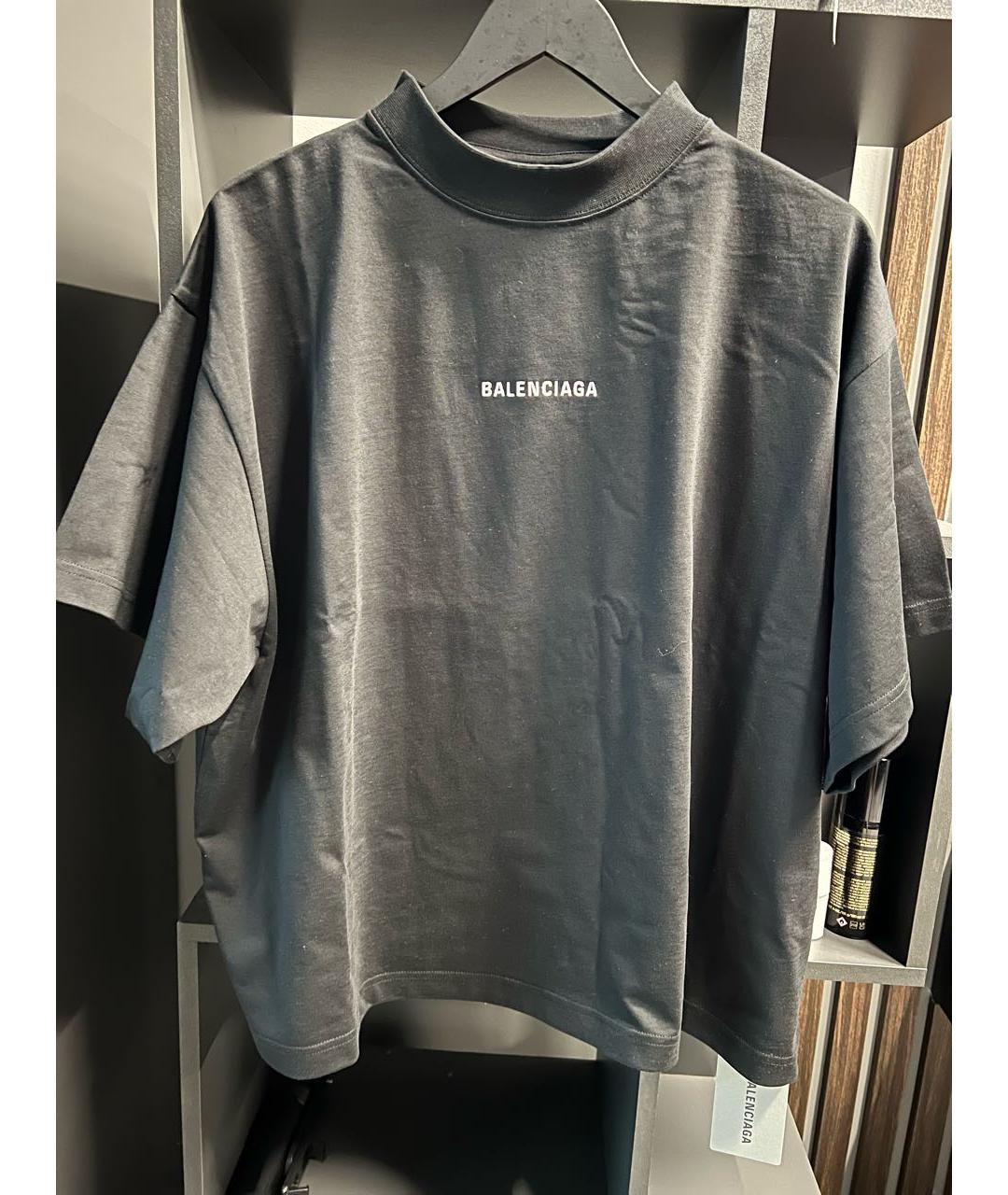 BALENCIAGA Черная хлопковая футболка, фото 2