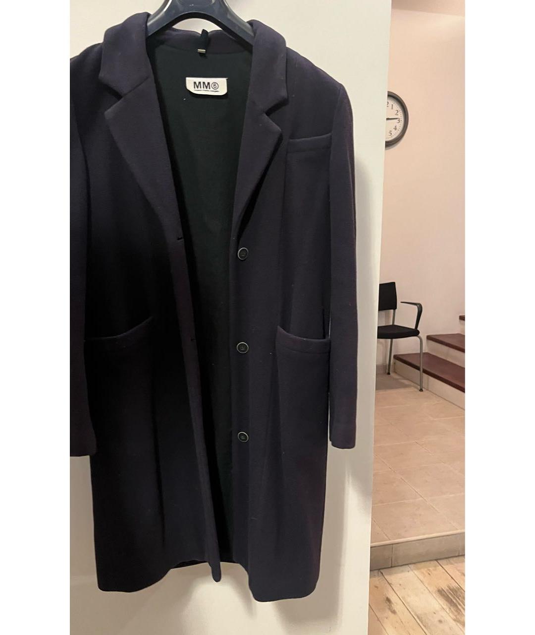 MAISON MARGIELA Темно-синее шерстяное пальто, фото 6