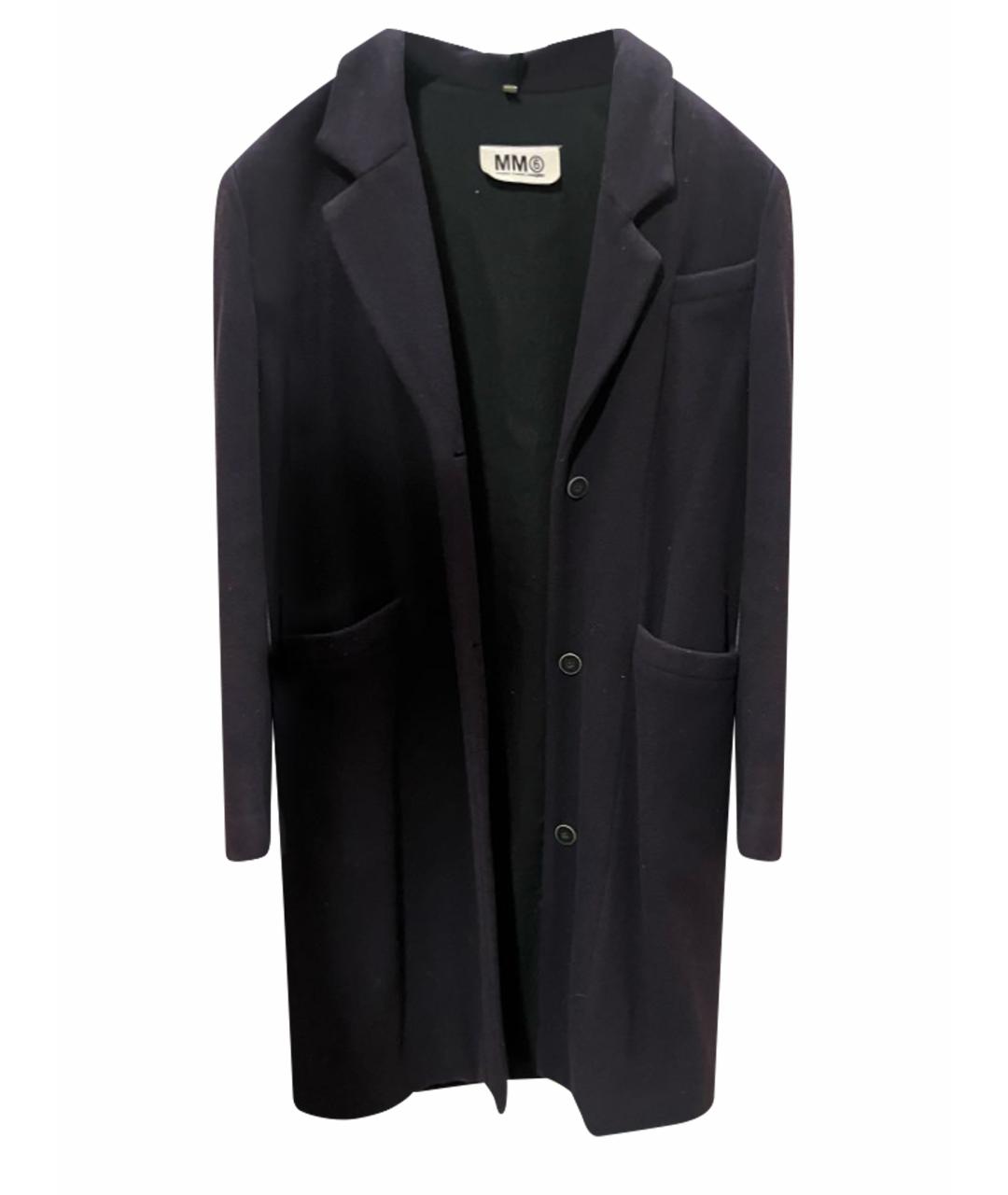MAISON MARGIELA Темно-синее шерстяное пальто, фото 1