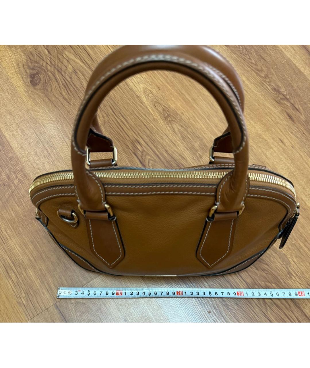 BURBERRY Коричневая кожаная сумка с короткими ручками, фото 6