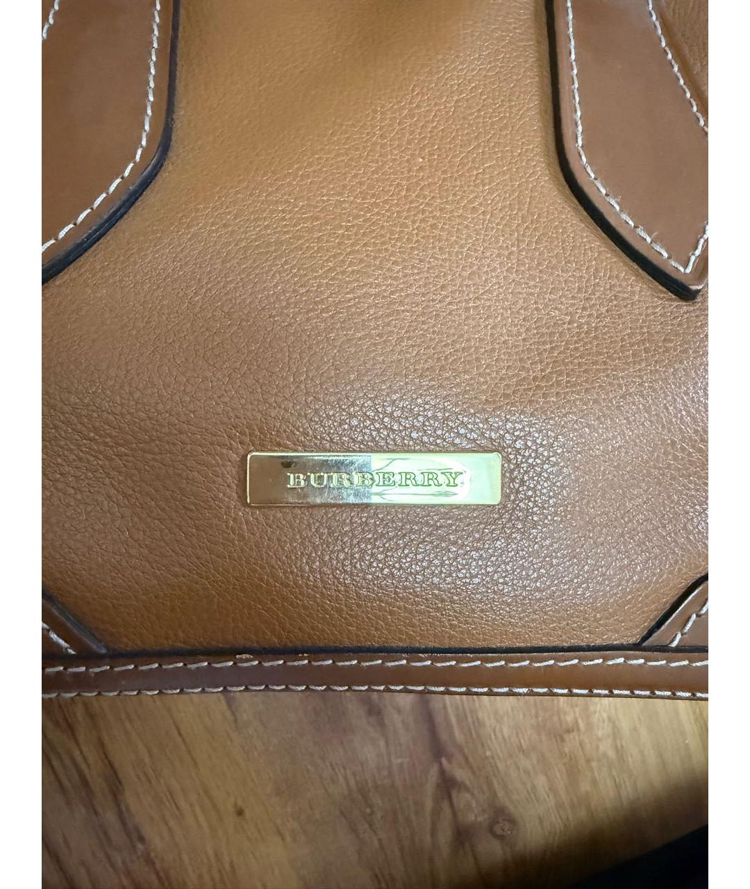 BURBERRY Коричневая кожаная сумка с короткими ручками, фото 7