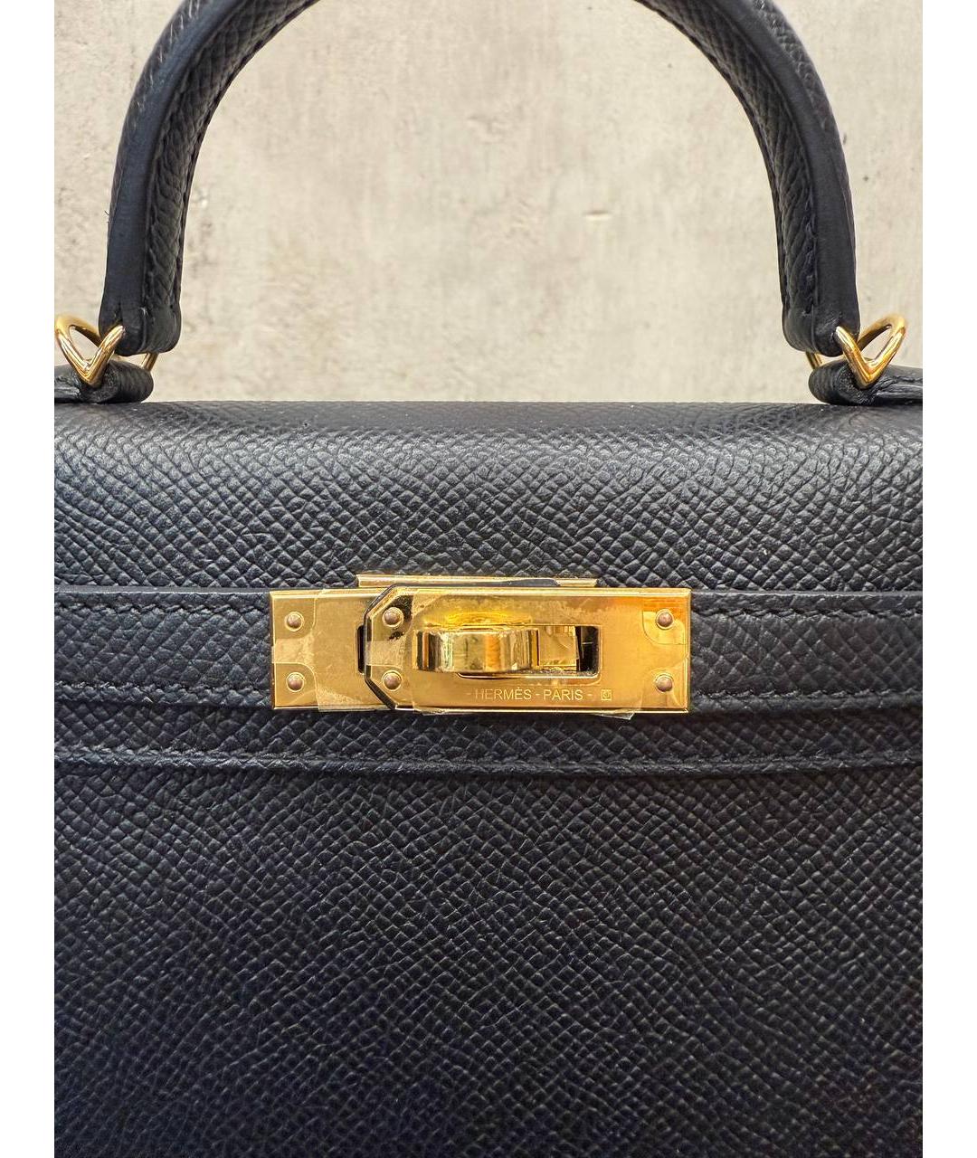 HERMES Черная кожаная сумка тоут, фото 6