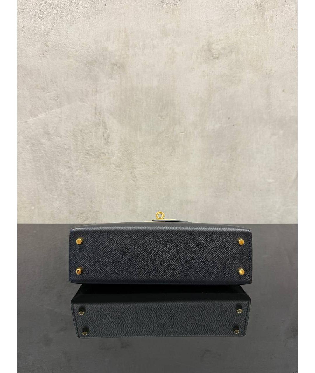 HERMES Черная кожаная сумка тоут, фото 4