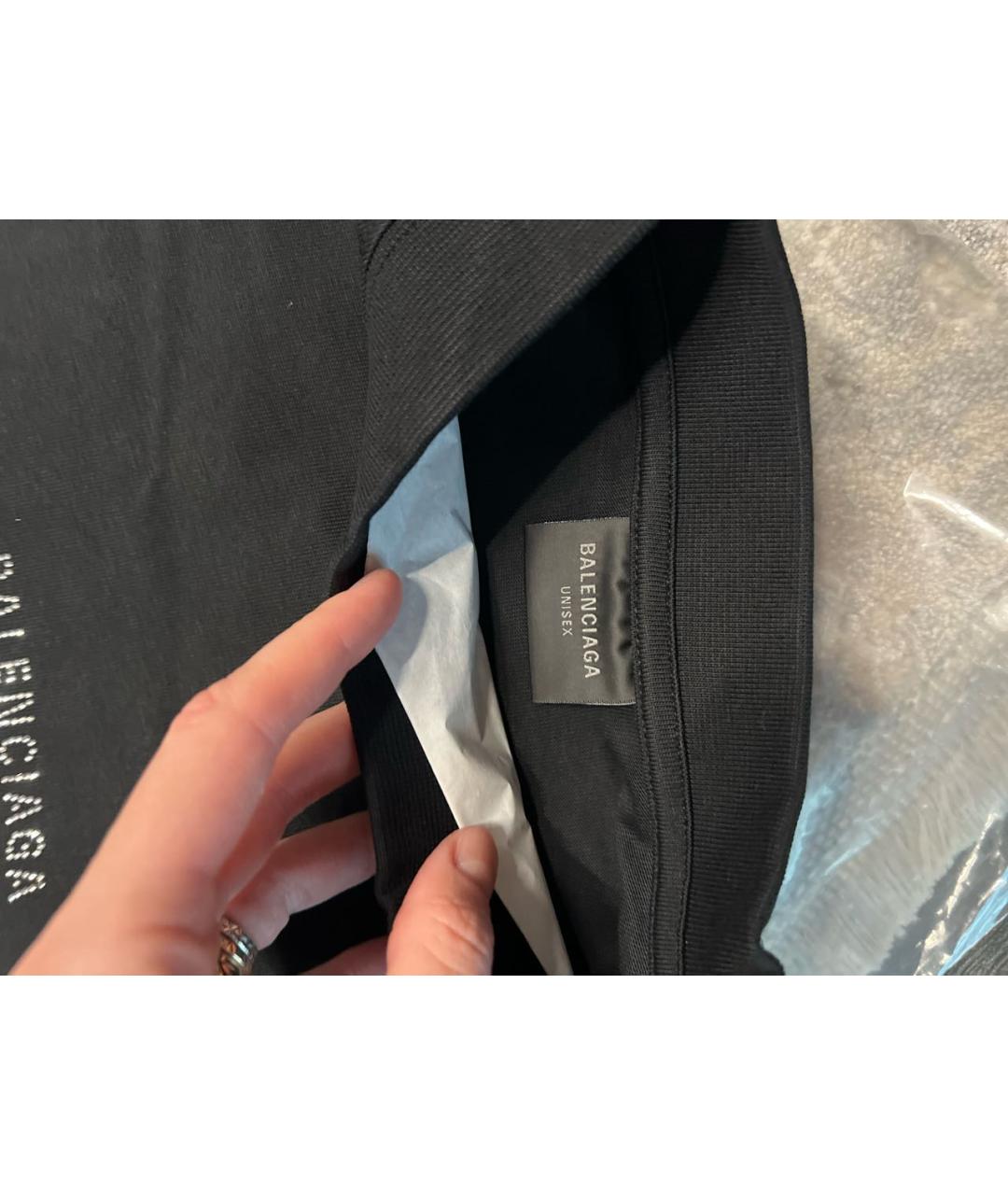 BALENCIAGA Черная хлопковая футболка, фото 6