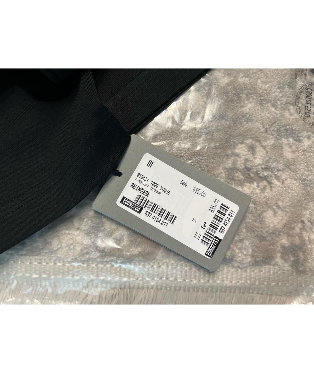 BALENCIAGA Черная хлопковая футболка, фото 7