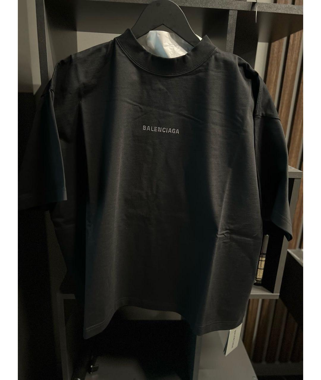 BALENCIAGA Черная хлопковая футболка, фото 3