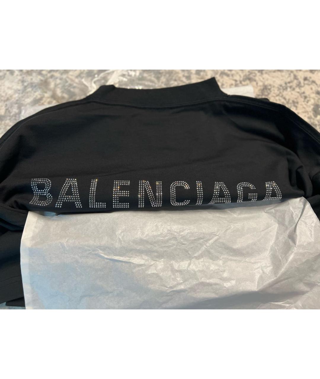 BALENCIAGA Черная хлопковая футболка, фото 2