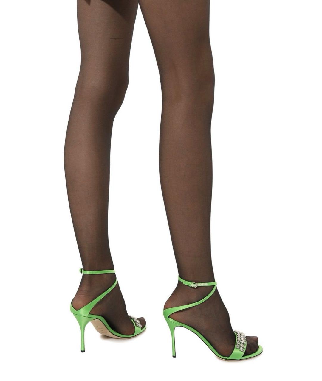 SERGIO ROSSI Салатовые текстильные босоножки, фото 7