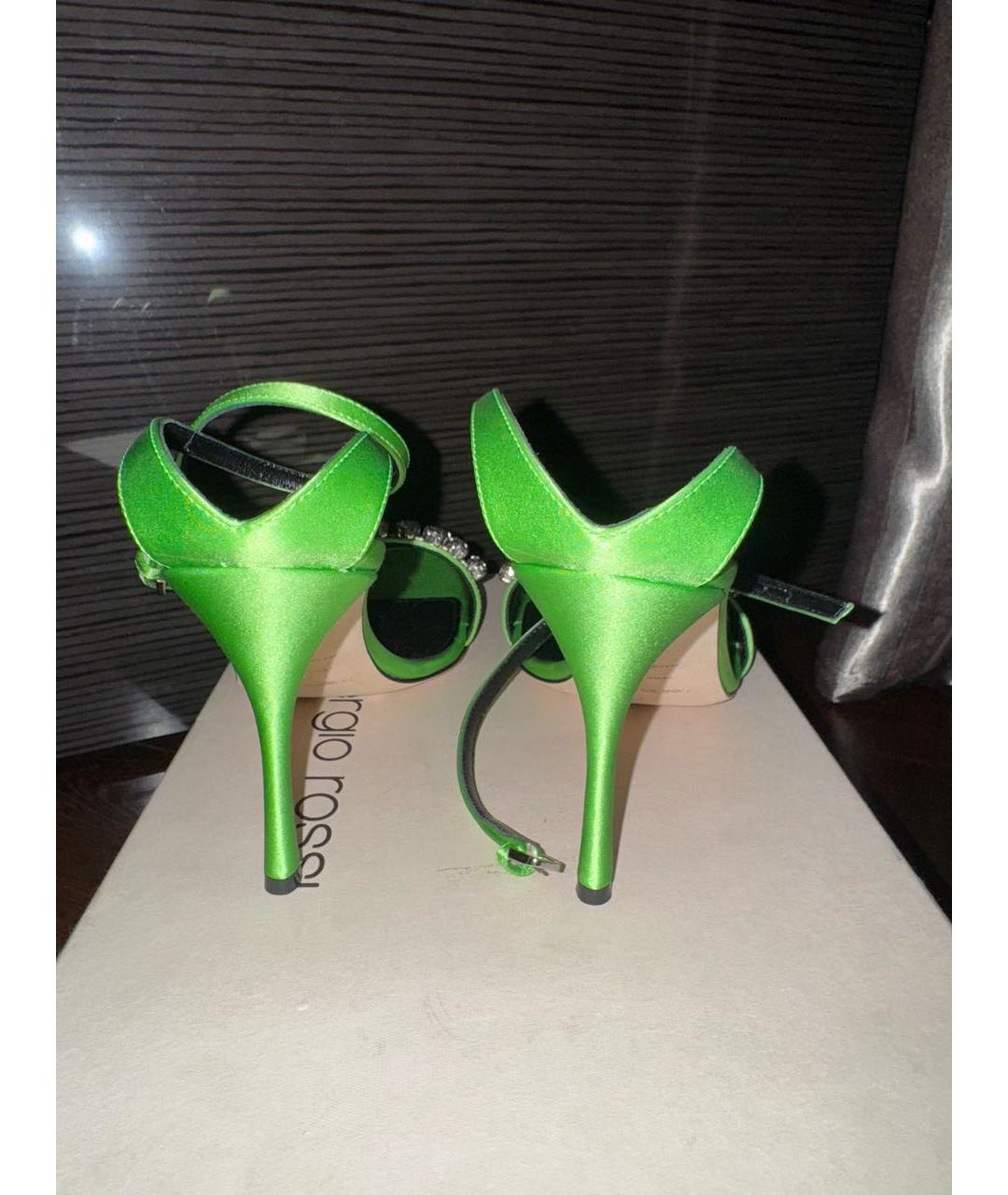 SERGIO ROSSI Салатовые текстильные босоножки, фото 4