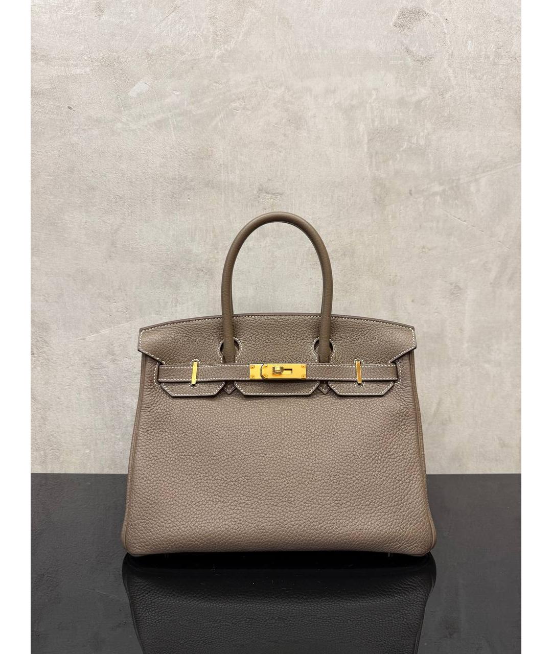 HERMES Коричневая кожаная сумка тоут, фото 6