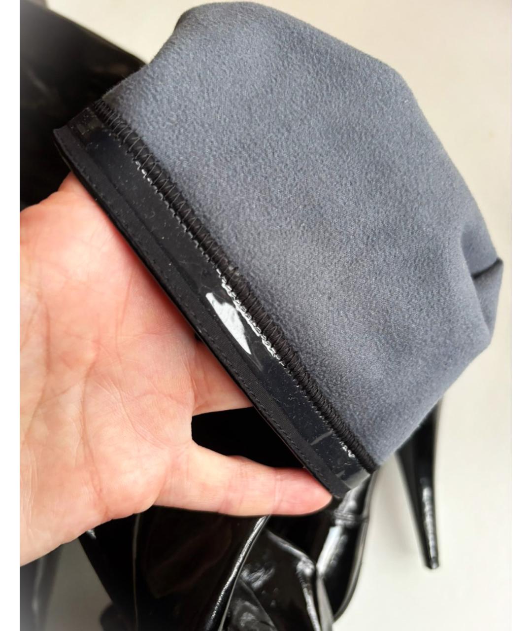 SAINT LAURENT Черные ботфорты из лакированной кожи, фото 6