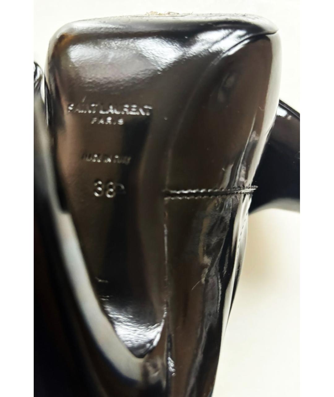 SAINT LAURENT Черные ботфорты из лакированной кожи, фото 9