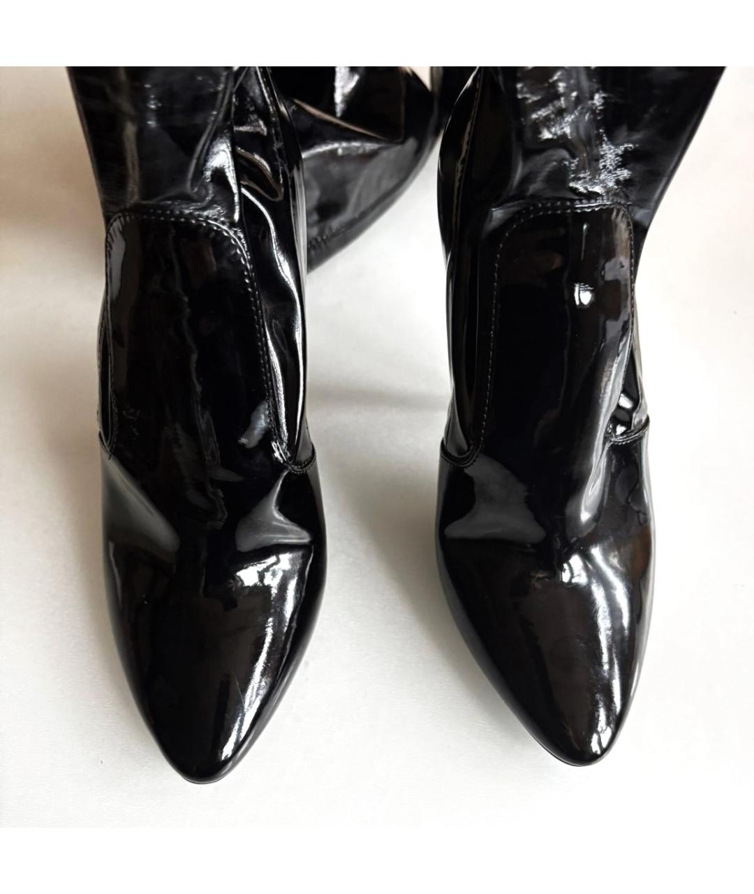 SAINT LAURENT Черные ботфорты из лакированной кожи, фото 5