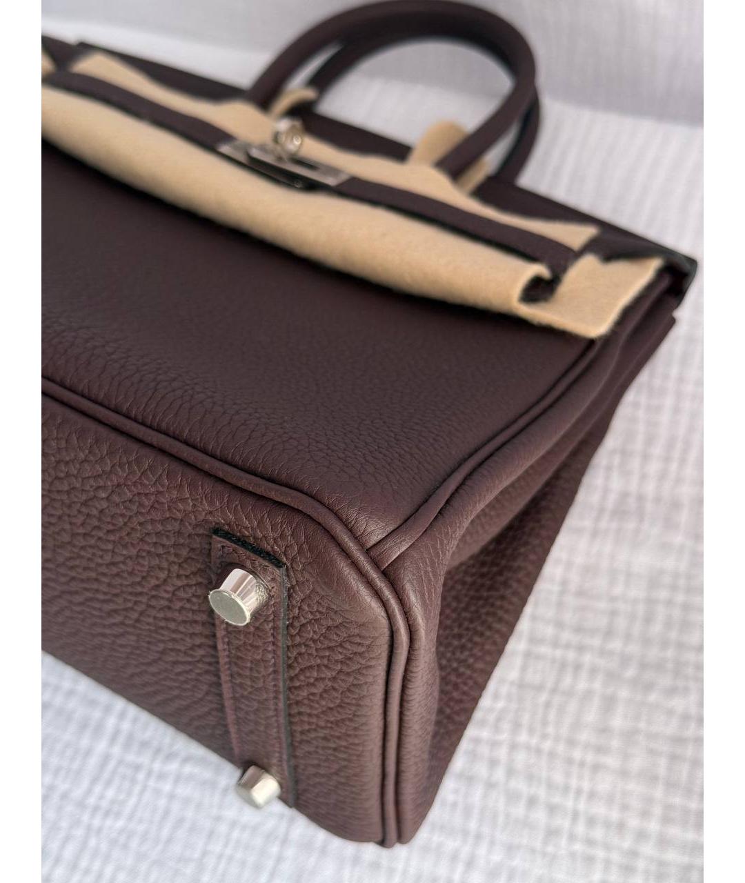 HERMES Бордовая кожаная сумка тоут, фото 5