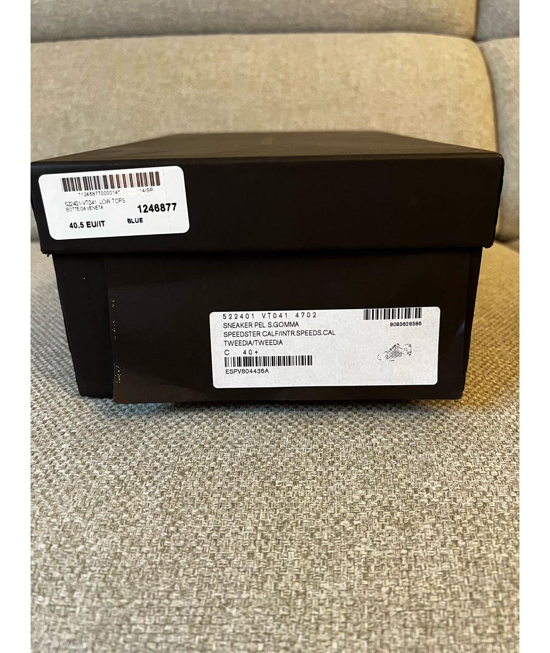 BOTTEGA VENETA Голубые кожаные кеды, фото 5