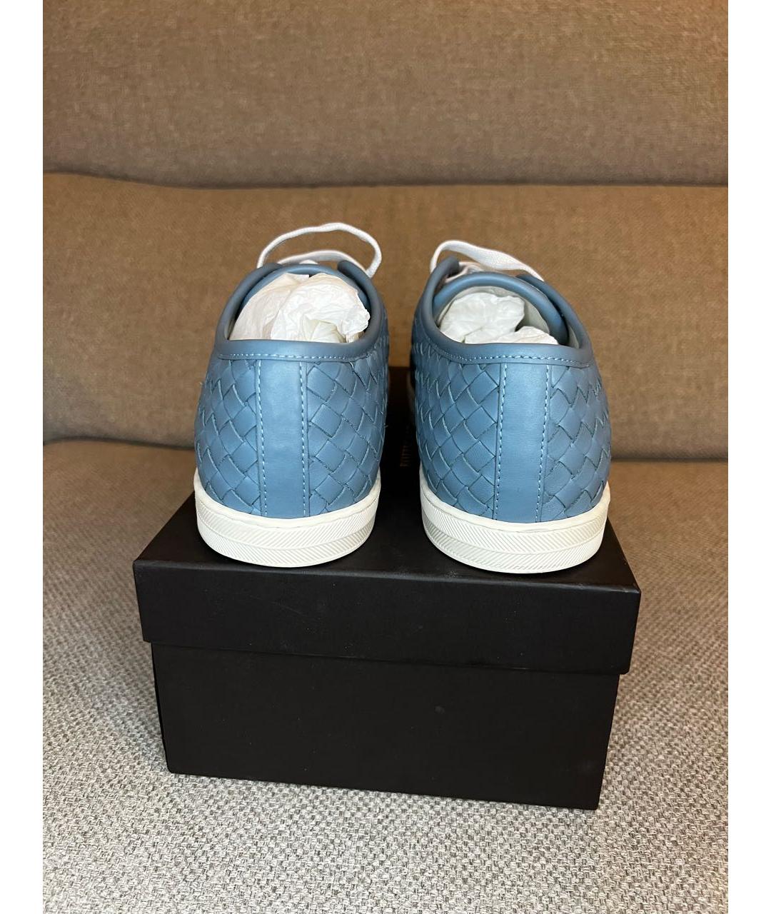 BOTTEGA VENETA Голубые кожаные кеды, фото 4