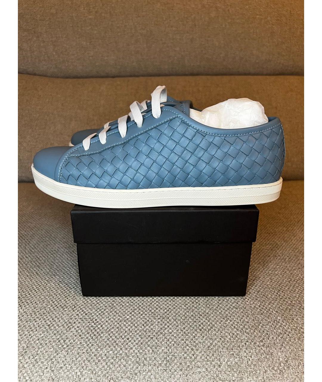 BOTTEGA VENETA Голубые кожаные кеды, фото 6