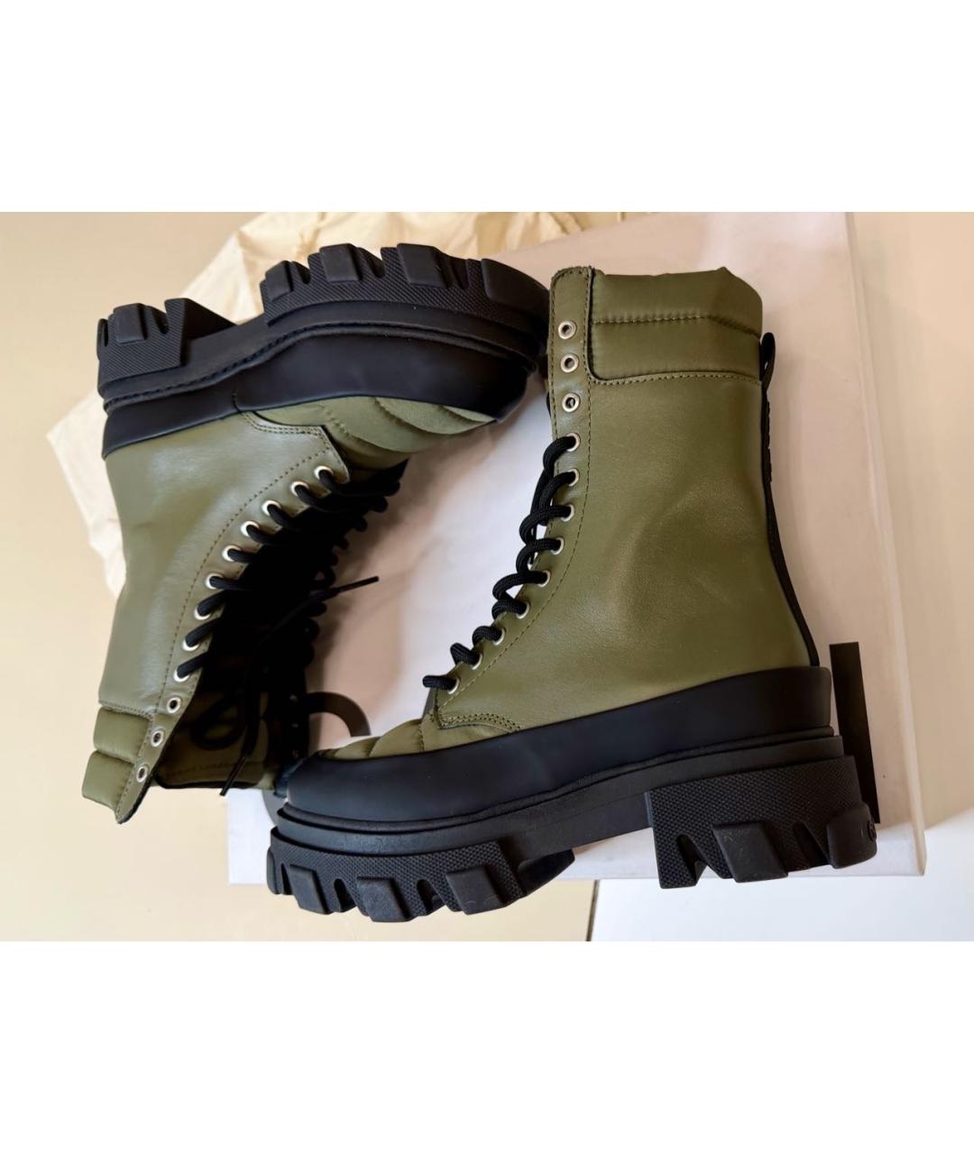 GANNI Хаки кожаные ботинки, фото 7