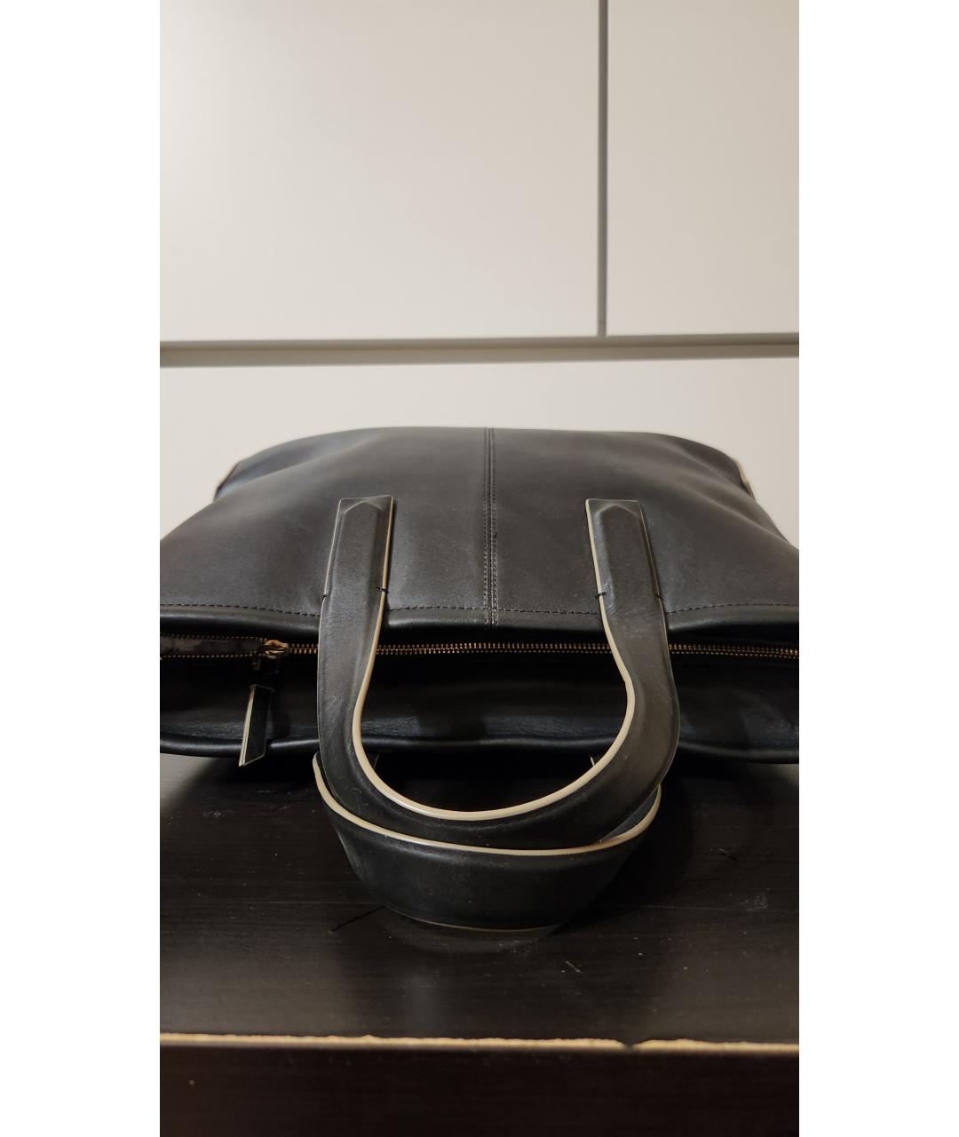 DKNY Черная кожаная сумка с короткими ручками, фото 3