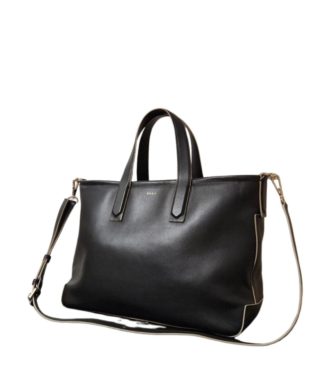 DKNY Черная кожаная сумка с короткими ручками, фото 1