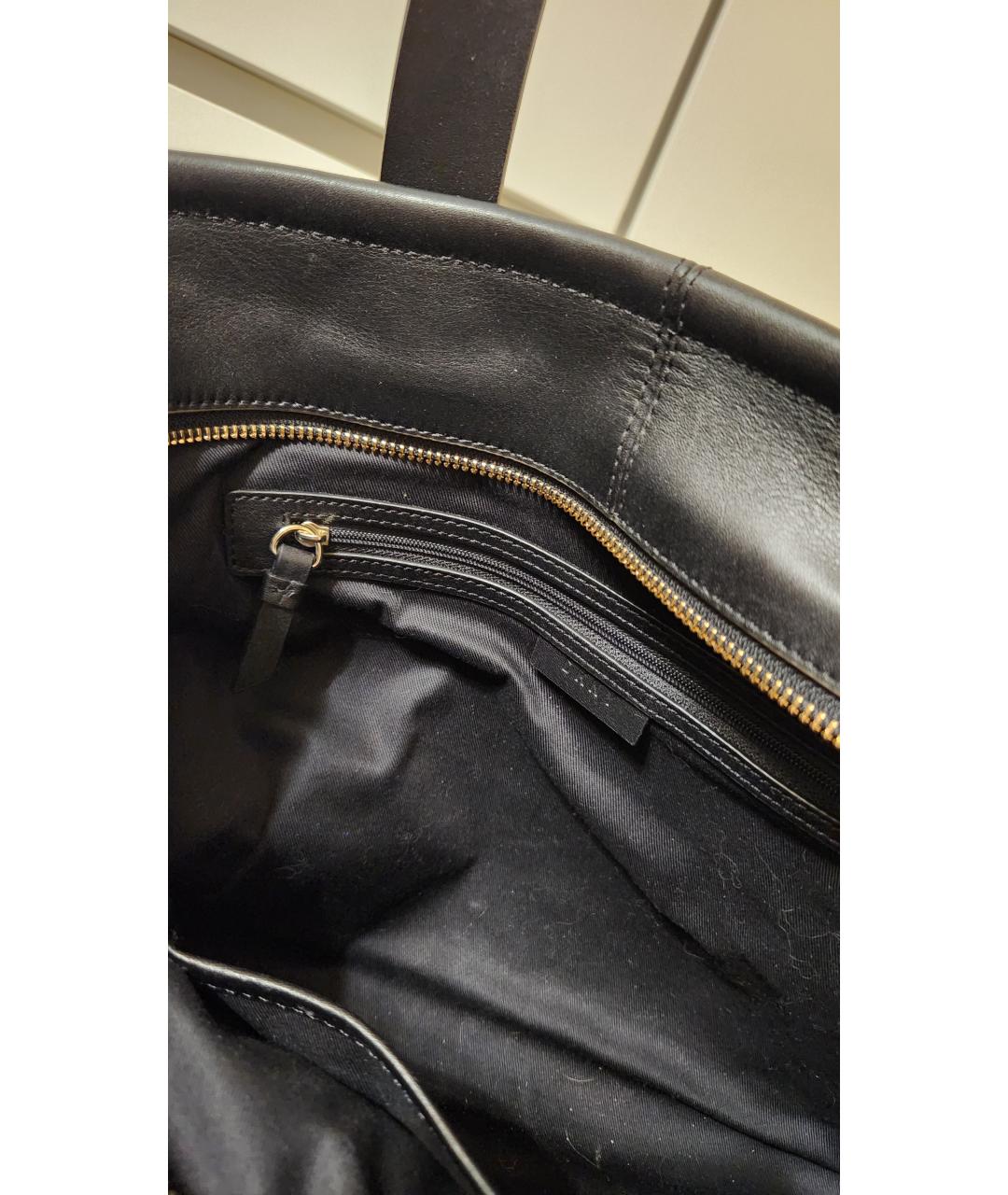 DKNY Черная кожаная сумка с короткими ручками, фото 4