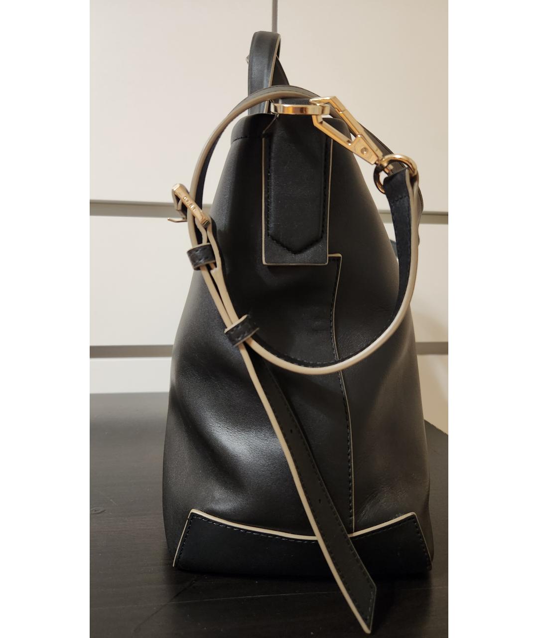 DKNY Черная кожаная сумка с короткими ручками, фото 7