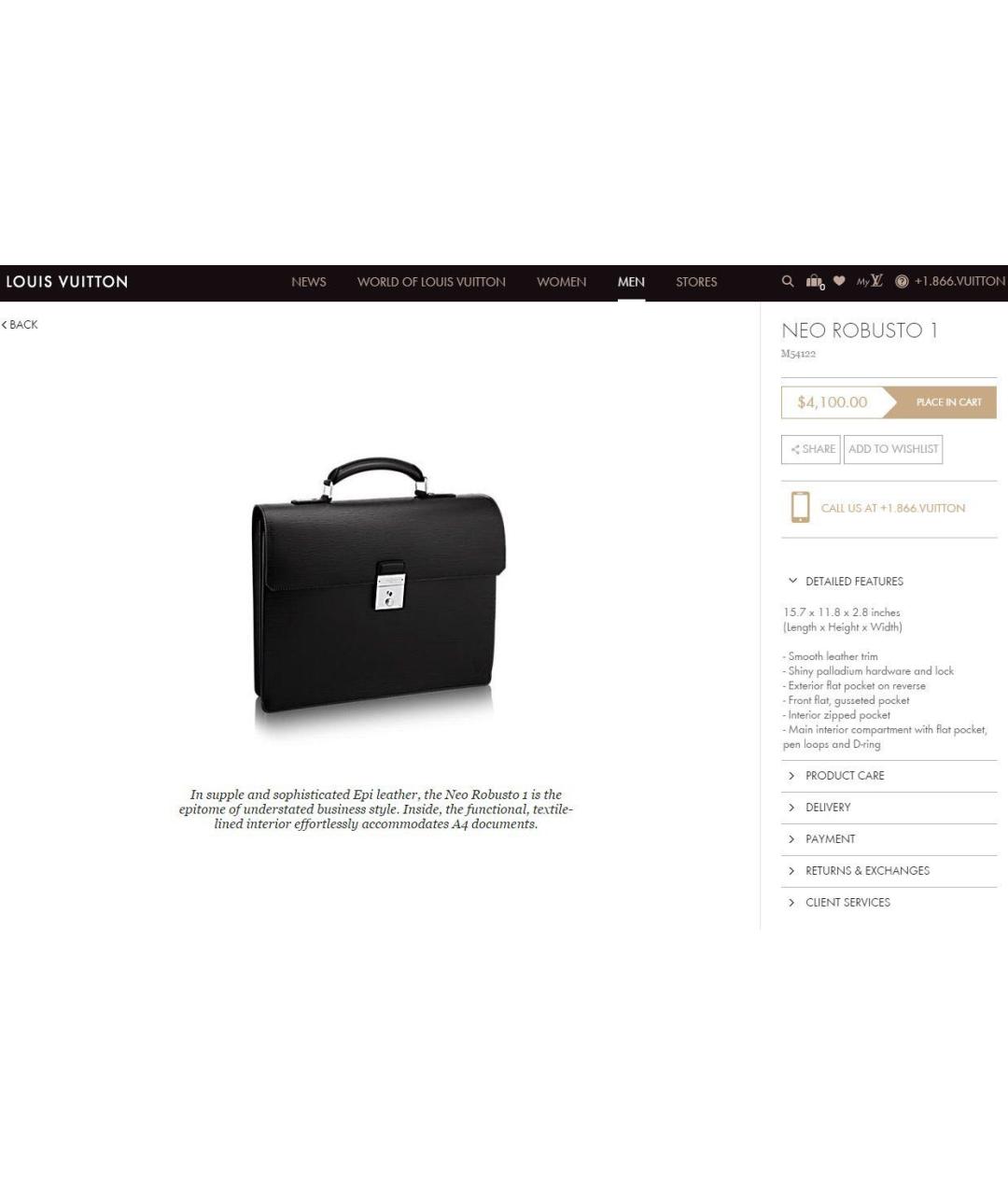 LOUIS VUITTON Черный кожаный портфель, фото 2