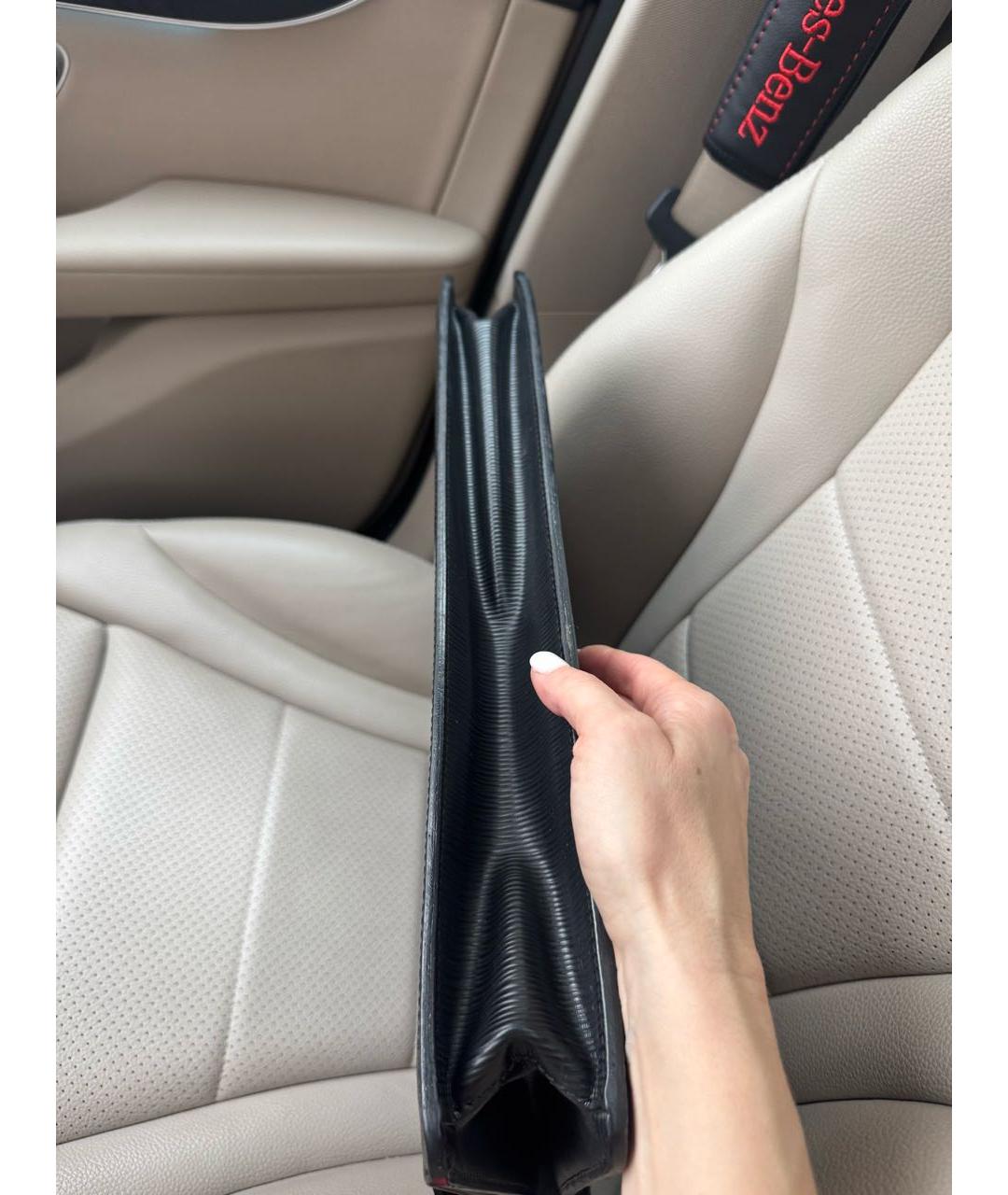 LOUIS VUITTON Черный кожаный портфель, фото 7