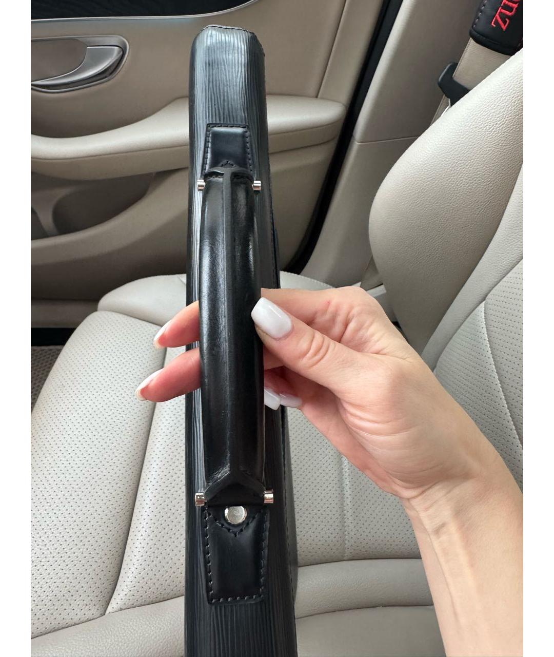 LOUIS VUITTON Черный кожаный портфель, фото 5