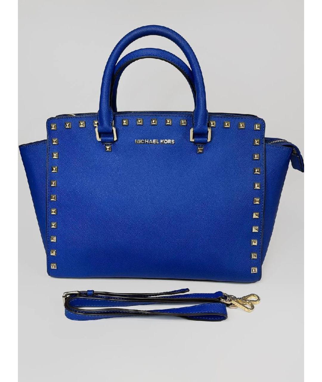 MICHAEL KORS Синяя кожаная сумка тоут, фото 5