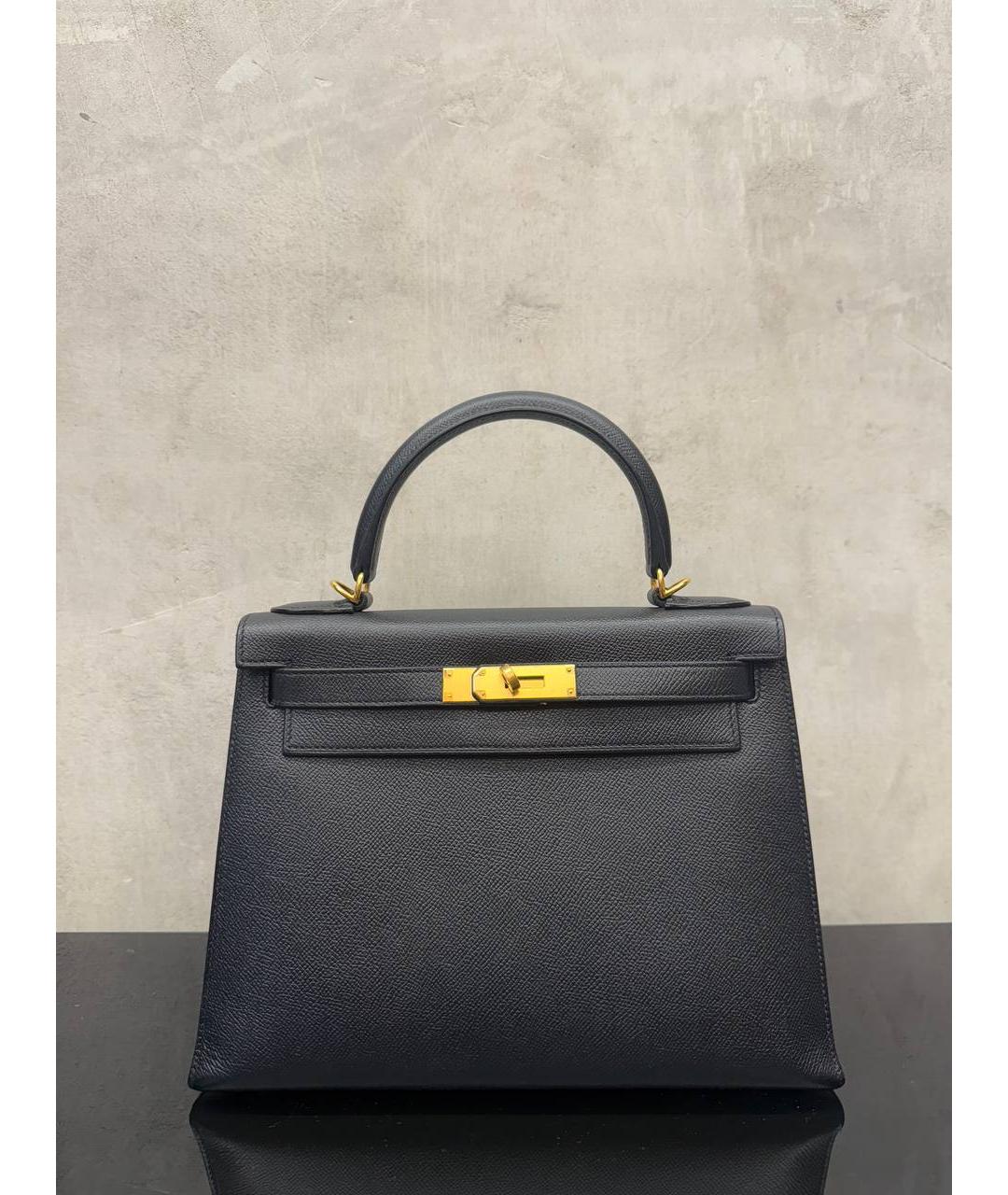 HERMES Черная кожаная сумка тоут, фото 7