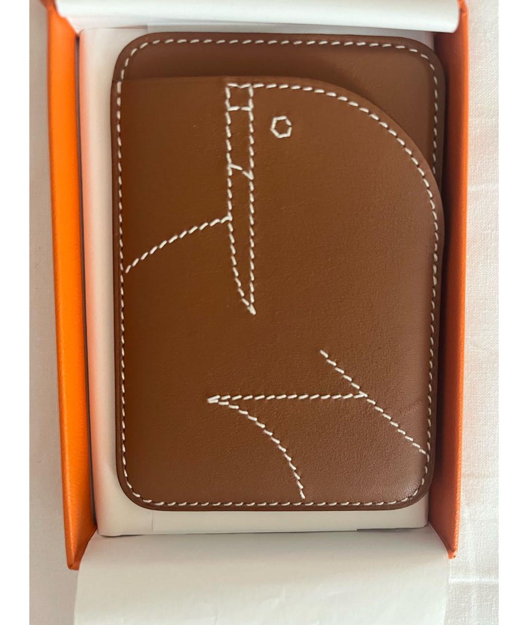 HERMES Коричневый кожаный кардхолдер, фото 3