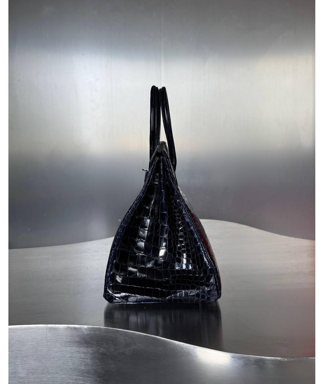 HERMES Черная сумка с короткими ручками из экзотической кожи, фото 3