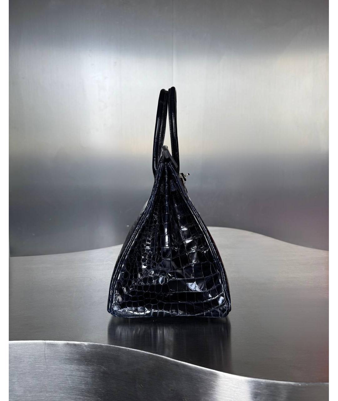 HERMES Черная сумка с короткими ручками из экзотической кожи, фото 2