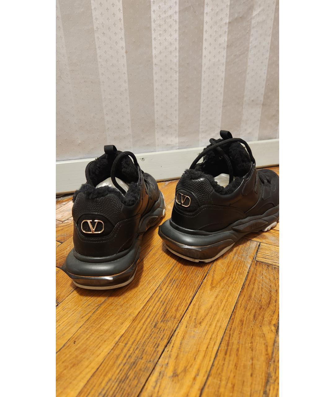 VALENTINO Черные кожаные кроссовки, фото 4