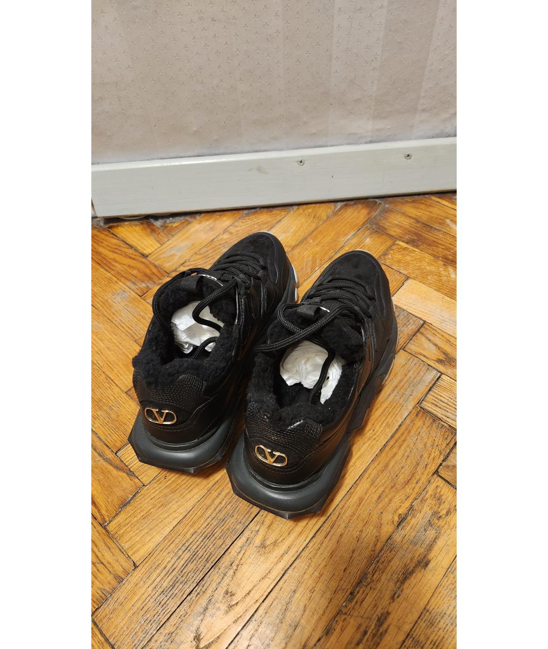 VALENTINO Черные кожаные кроссовки, фото 3