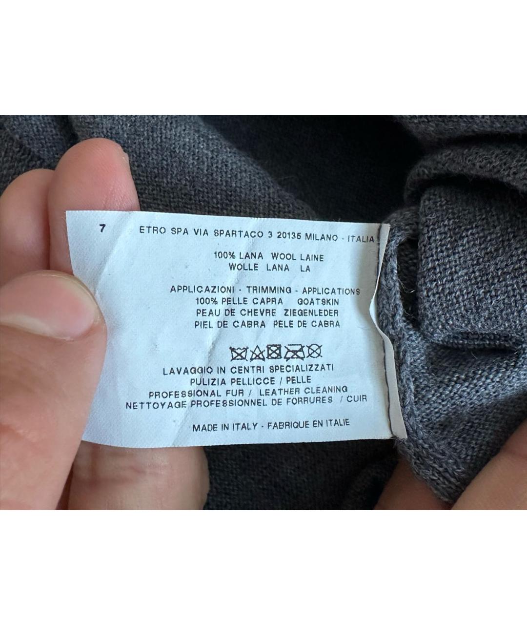 ETRO Антрацитовый шерстяной кардиган, фото 7