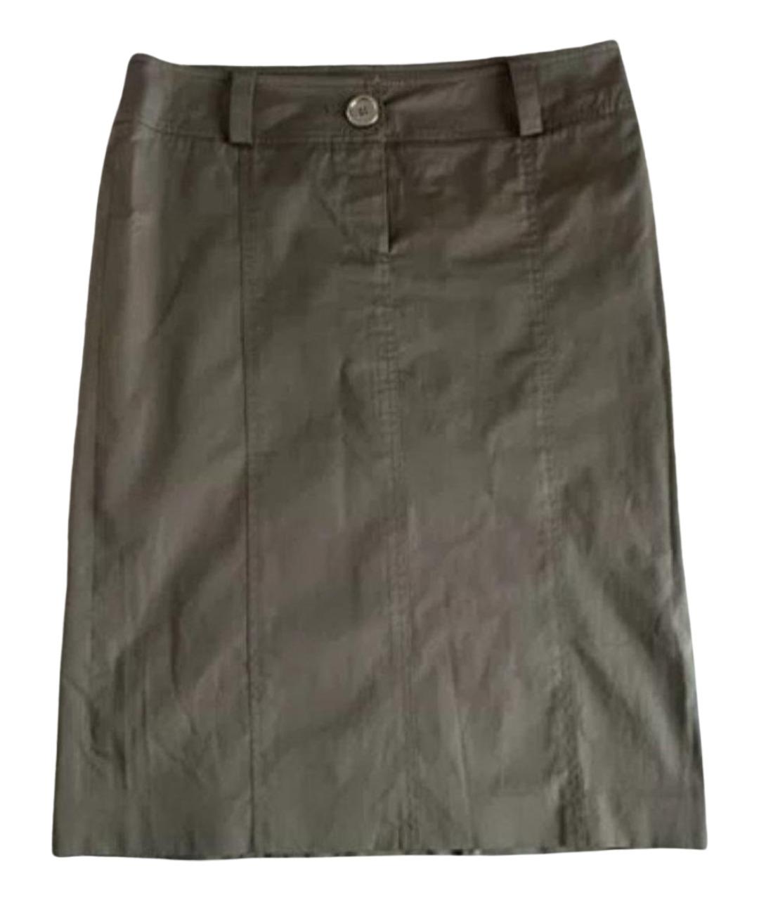 BURBERRY Хаки хлопко-эластановая юбка миди, фото 1