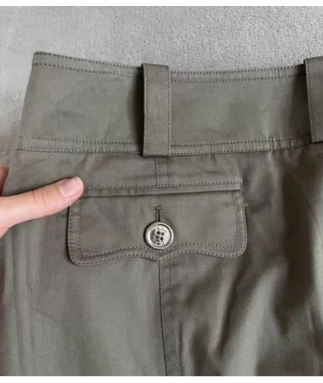 BURBERRY Хаки хлопко-эластановая юбка миди, фото 3