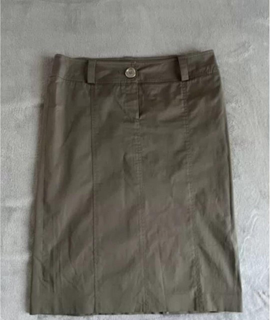 BURBERRY Хаки хлопко-эластановая юбка миди, фото 8