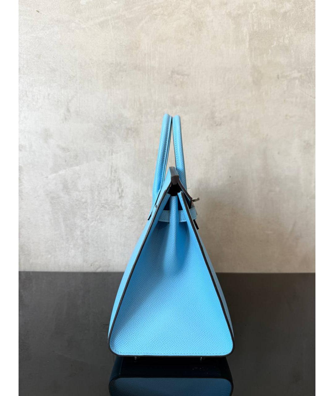 HERMES Голубая кожаная сумка тоут, фото 3