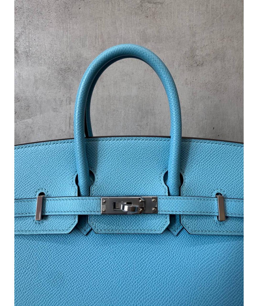 HERMES Голубая кожаная сумка тоут, фото 5