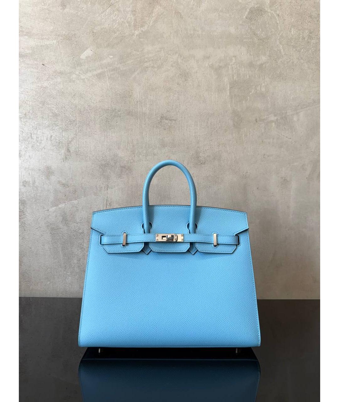 HERMES Голубая кожаная сумка тоут, фото 6