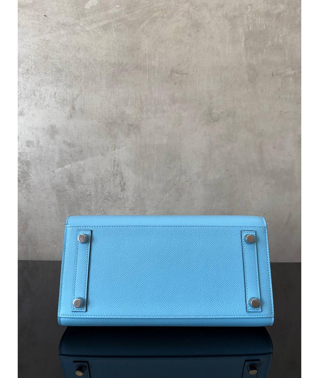 HERMES Голубая кожаная сумка тоут, фото 4