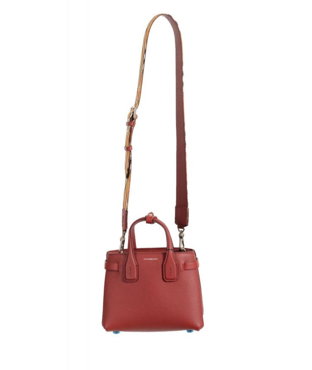 BURBERRY Бордовая кожаная сумка тоут, фото 9