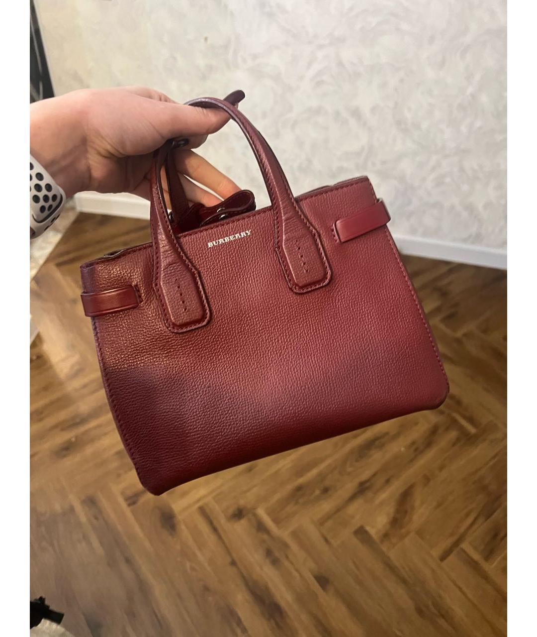 BURBERRY Бордовая кожаная сумка тоут, фото 2